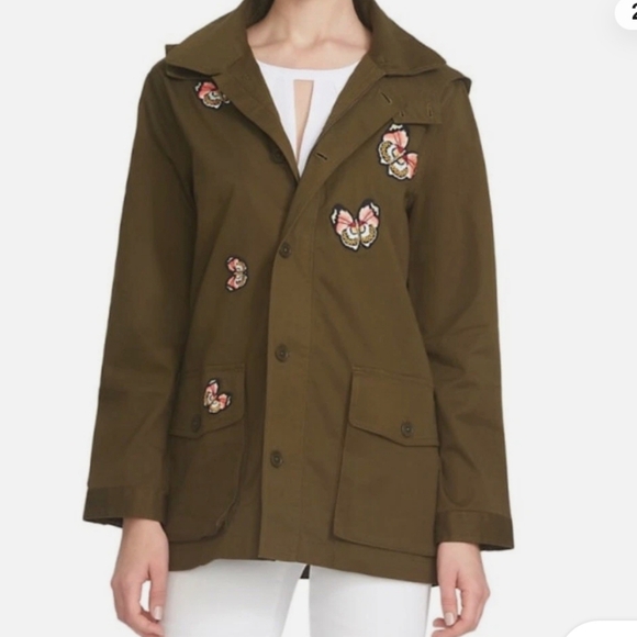 CECE Olive Green Women's Jacket with Butterfly Embroidery - Picture 2 of 8